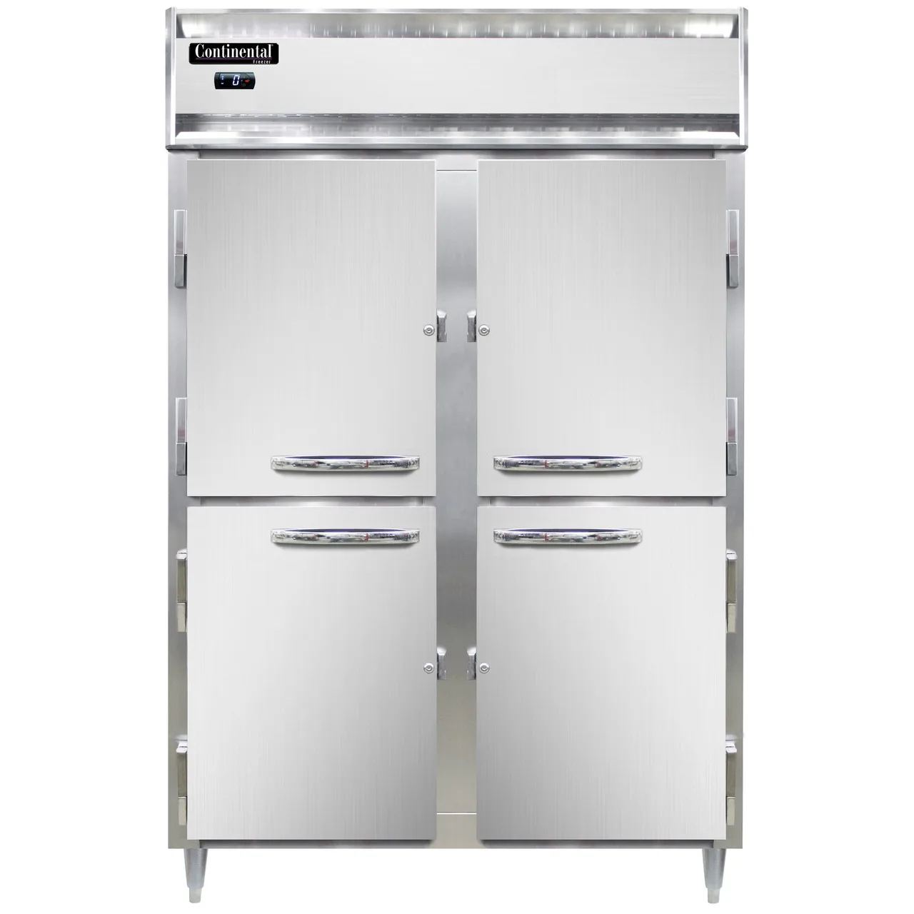 Continental Refrigerator D2FNHD 52" 2-Section Reach-In Freezer, 4 Half Solid Doors, 50 cu. ft., Stainless Steel Front, Top Mounted