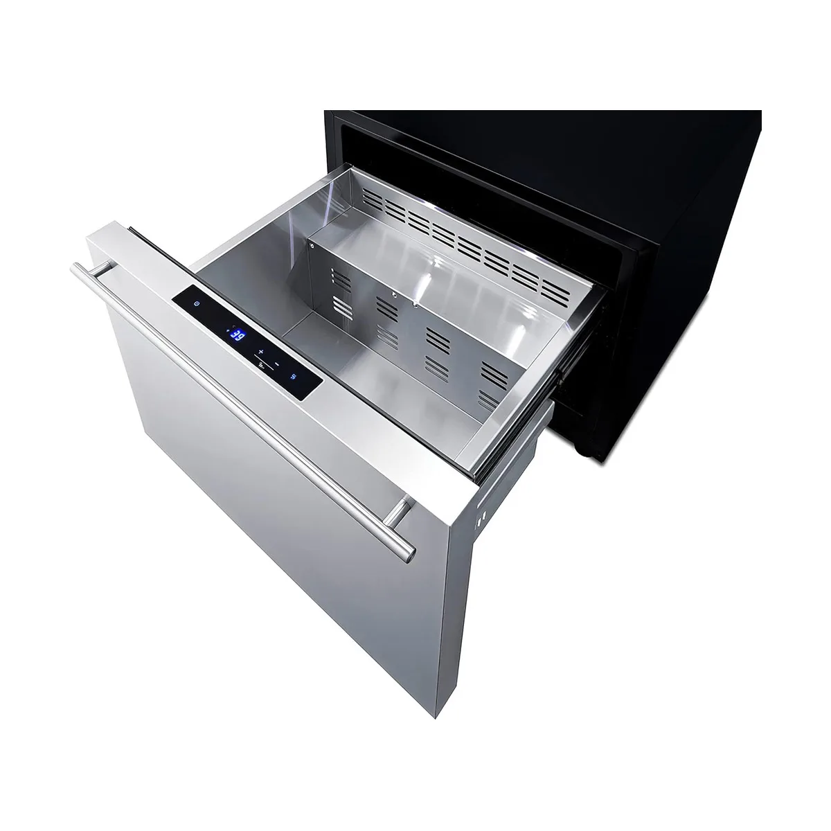 Summit SDR24 24" Built-in Stainless Steel 1-Drawer Undercounter Refrigerator in Black, 2 cu. ft.