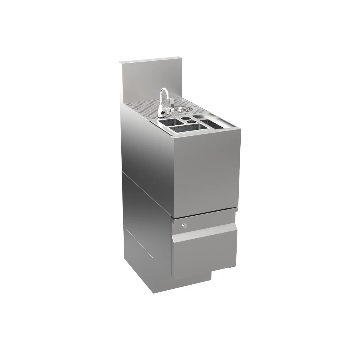 Krowne AL24-TC12 12" Alchemy Series Underbar Ice Bin/Cocktail Station with (4) Wet Bins