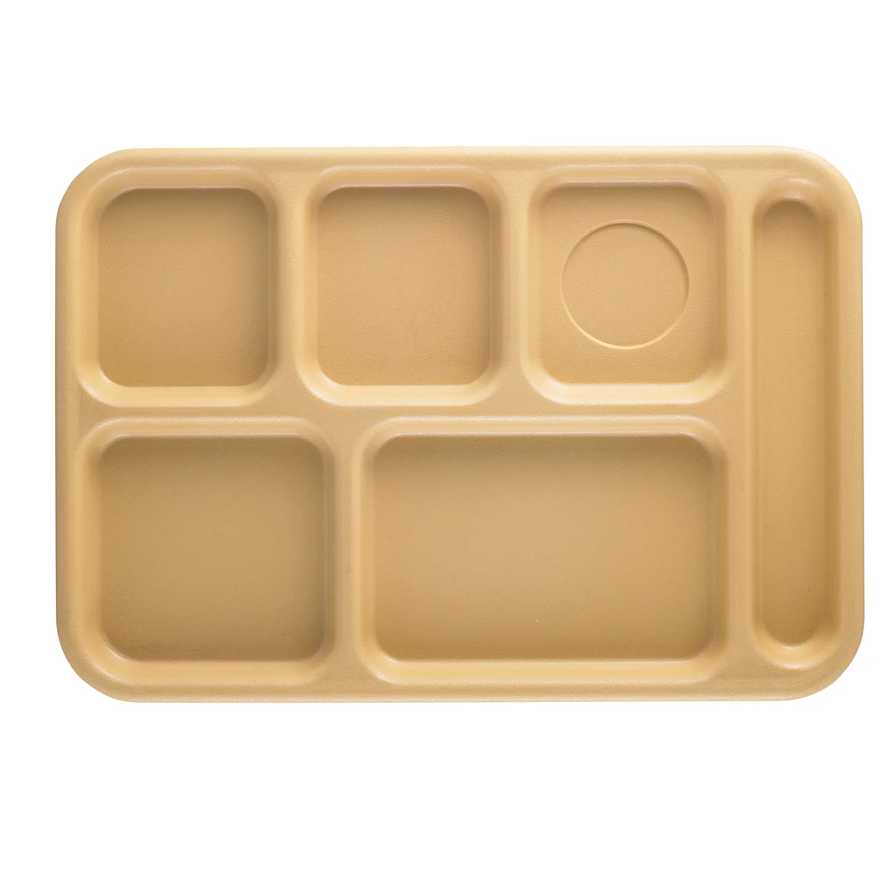 Cambro BCT1014161 6‑Comp Tray, 10" x 14‑1/2" Rectangular Tan ABS, Scratch‑Resist, Dishwasher Safe