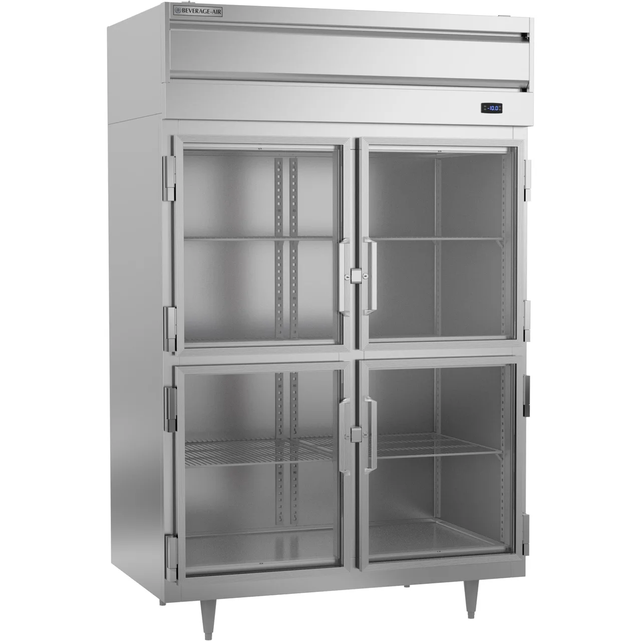 Beverage Air PF2HC-1BHG 52" Two Section Reach-In Freezer w/ 4 Half Glass Doors, Aluminum Interior, 45 cu. ft.