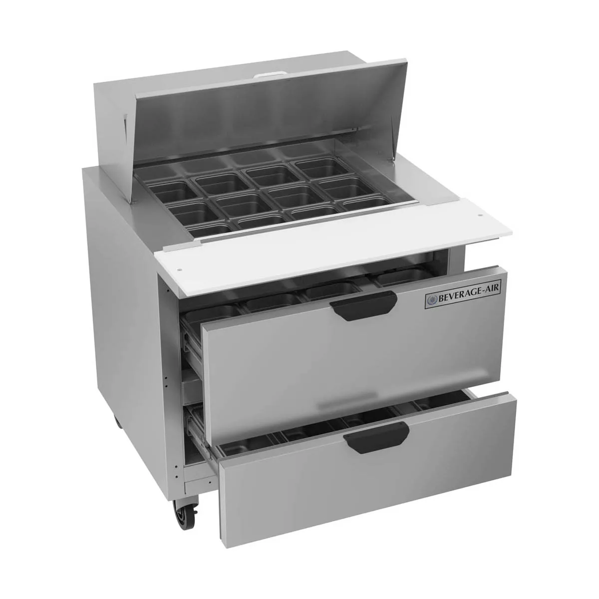 Beverage Air SPED36HC-12M-2 36" Mega Top Sandwich / Salad Prep Table w/ 2 Drawers, 12 Pans