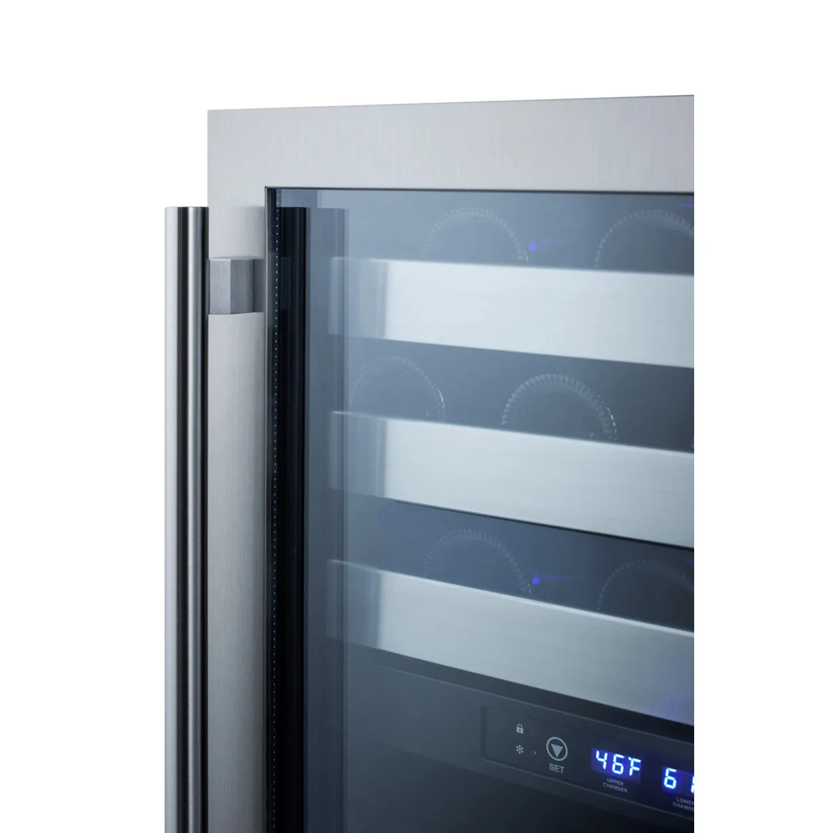 Summit SWC532BLBISTCSS 24" Glass Door Wine Refrigerator, Dual Temperature, 46 Bottles