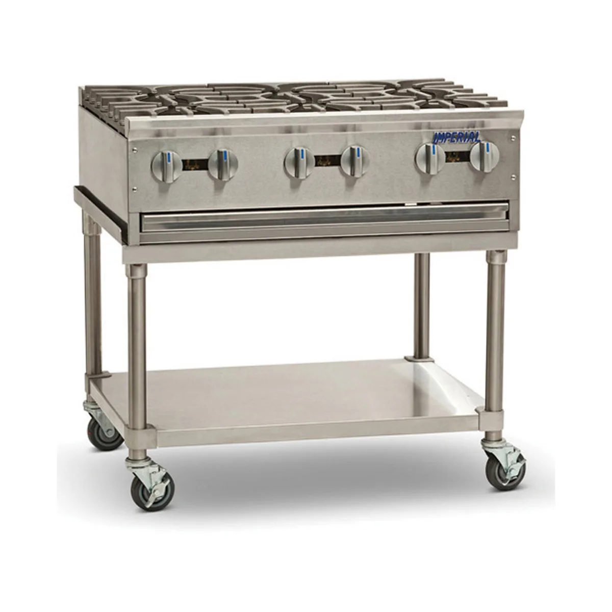 Imperial PSH848 48" Countertop Gas Hotplate with (8) Burners, Manual Controls, 256.000 BTU