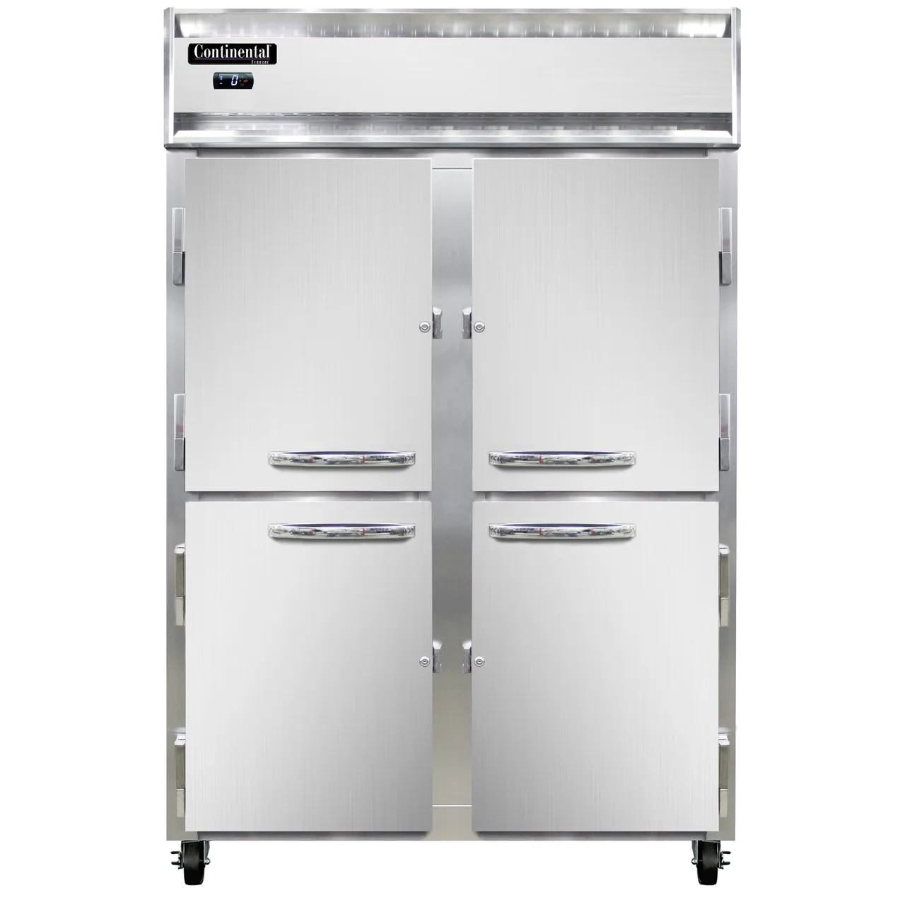 Continental Refrigerator 2FNHD 52" 2-Section Reach-In Freezer, 4 Half Solid Doors, 48 cu. ft., Stainless Steel Front, Aluminum Interior, Self-Contained
