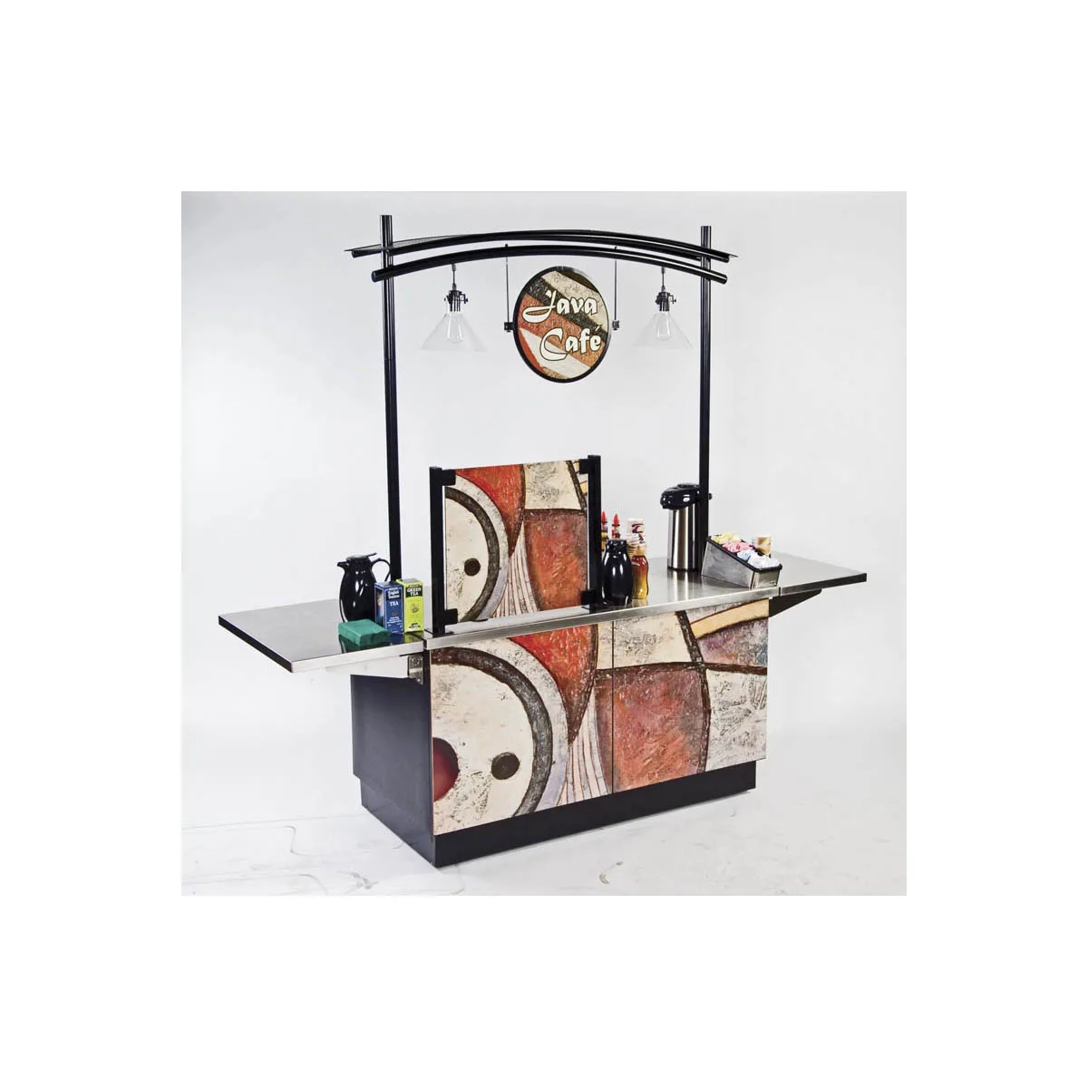 Lakeside 6120 Mobile Stainless Steel Coffee Kiosk w/ (2) 18" Dropleaves, Purple Laminate Finish