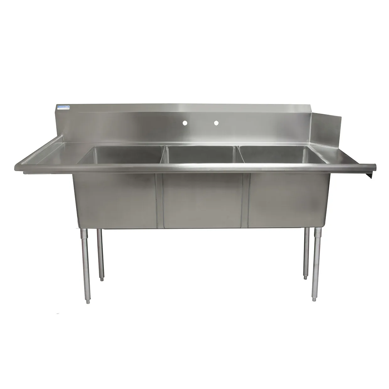 BK Resources BKSDT-3-1820-14-LS 72" Dishtable with Potsinks, Left Drainboard, 3 Bowls, Soiled
