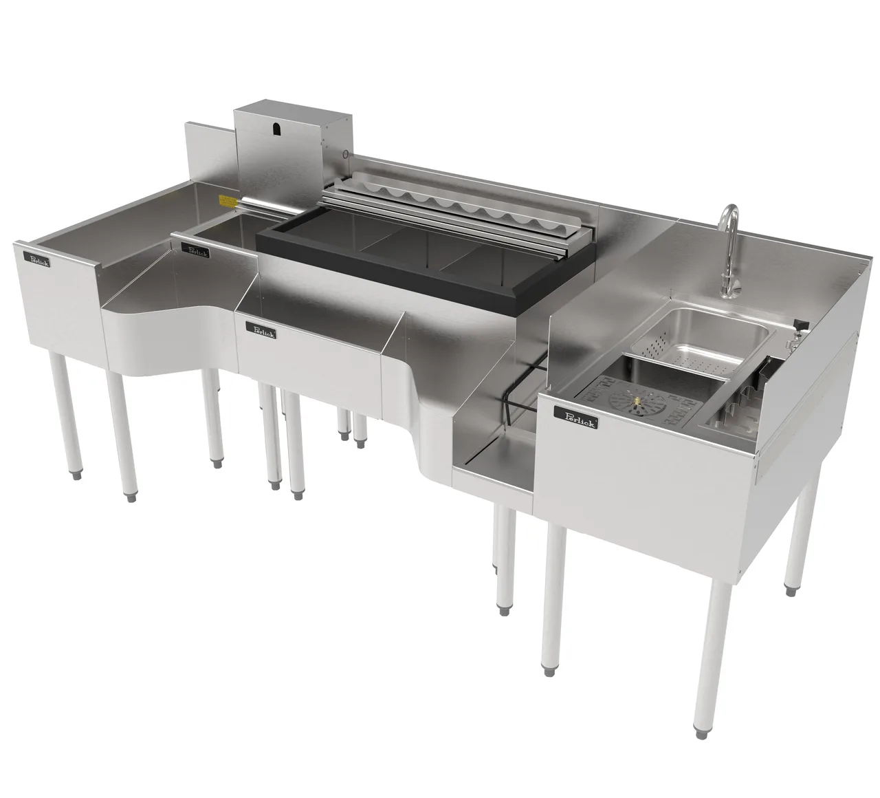 Perlick PTE80-A-WF 80" Sink Combo Underbar Ice Bin/Cocktail Station w/ 10 Circuit & Faucet- 90 lbs