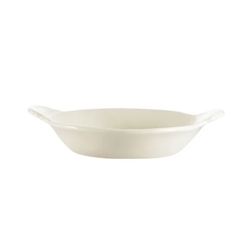 CAC China EGD-16 - Oval Stoneware Au Gratin Dish, 24 oz, Bone White, Dishwasher Safe - 1 Dozen