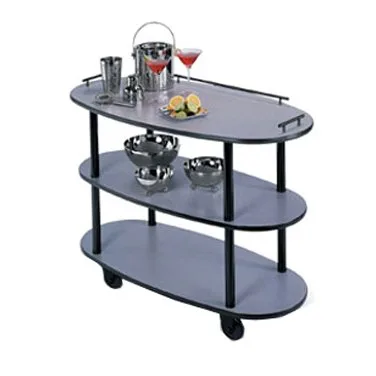 Lakeside 36300 Rounded Oval Serving Cart 3 Open Shelf, Laminate Finish