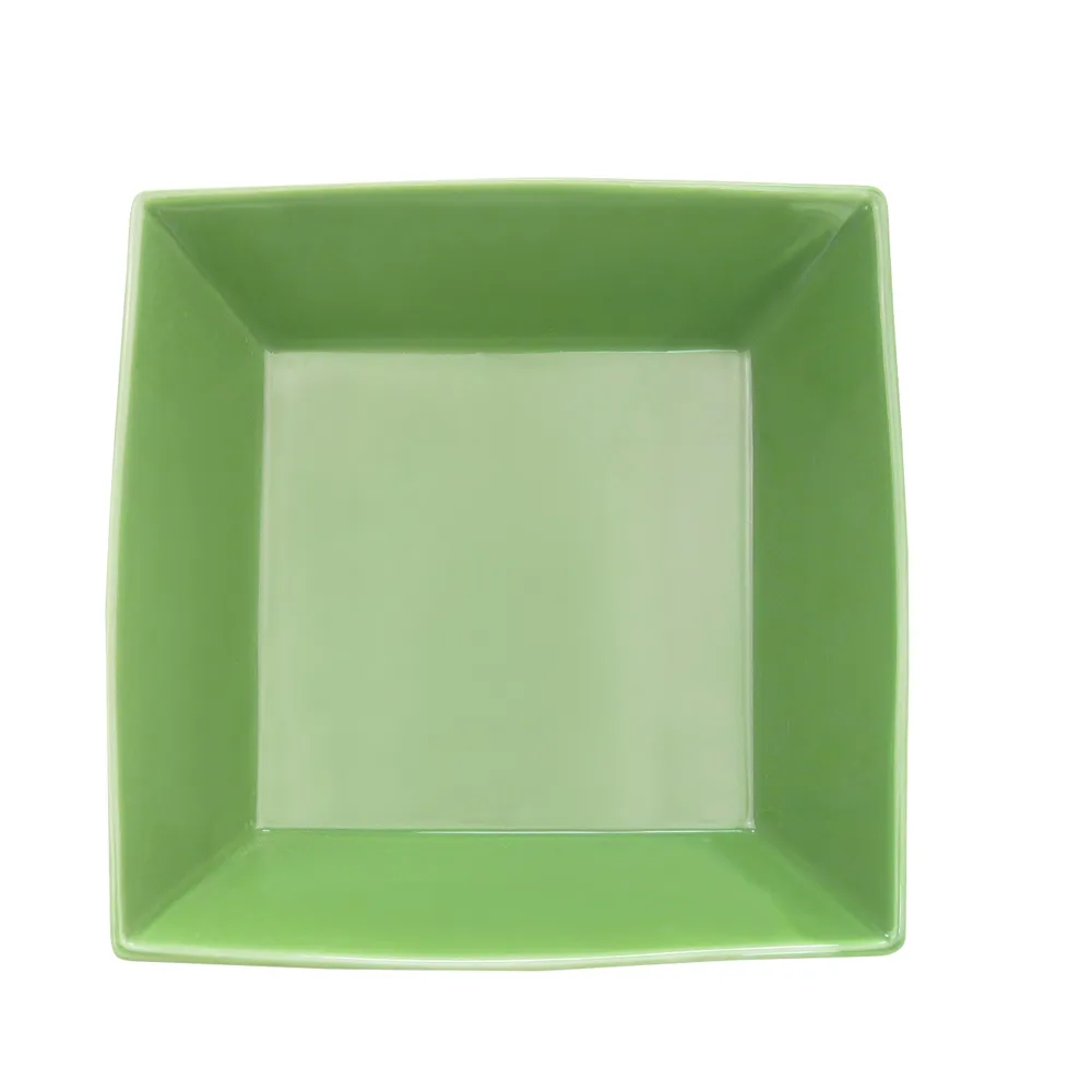 CAC China KC-B8-G Color Arts Green 42oz Square Stoneware Bowl 8" x 8" x 2-3/8" - Dozen