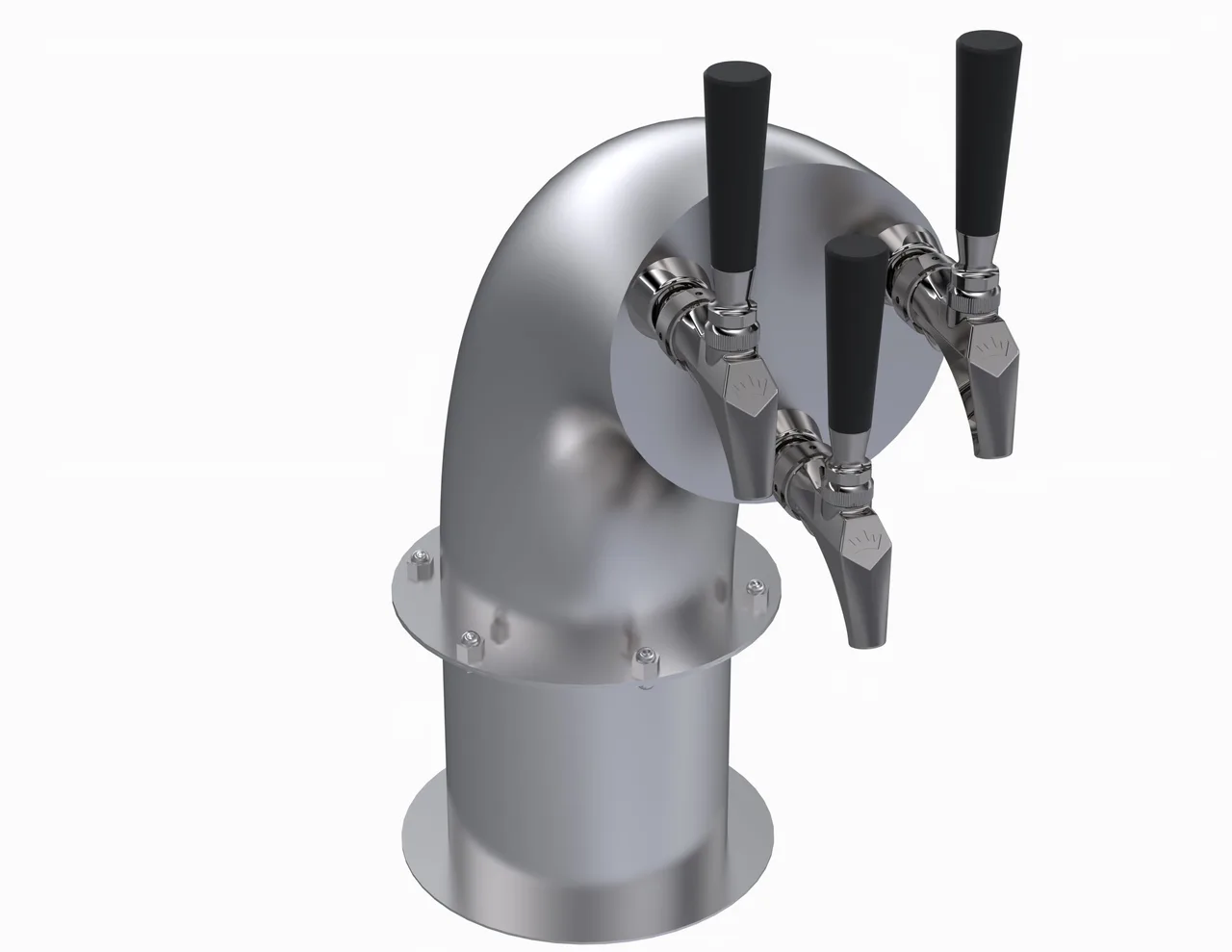 Krowne KSH-3S 3‑Tap Snakehead Tower, Beer Dispensing, 30" Tall, Stainless Finish, Glycol Cooled