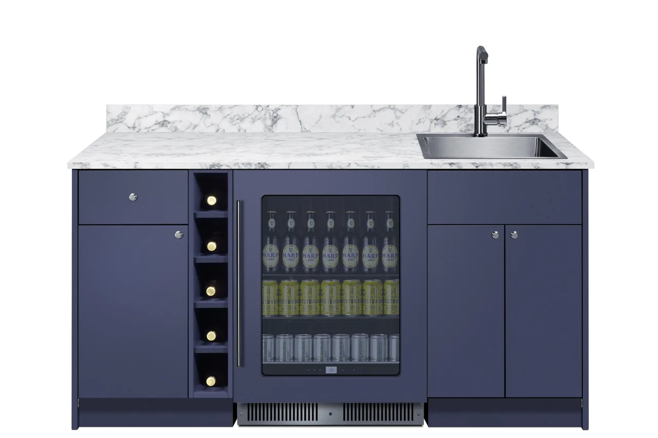 Summit OASISMN35 Turnkey Oasis Wet Bar, Midnight Navy Finish
