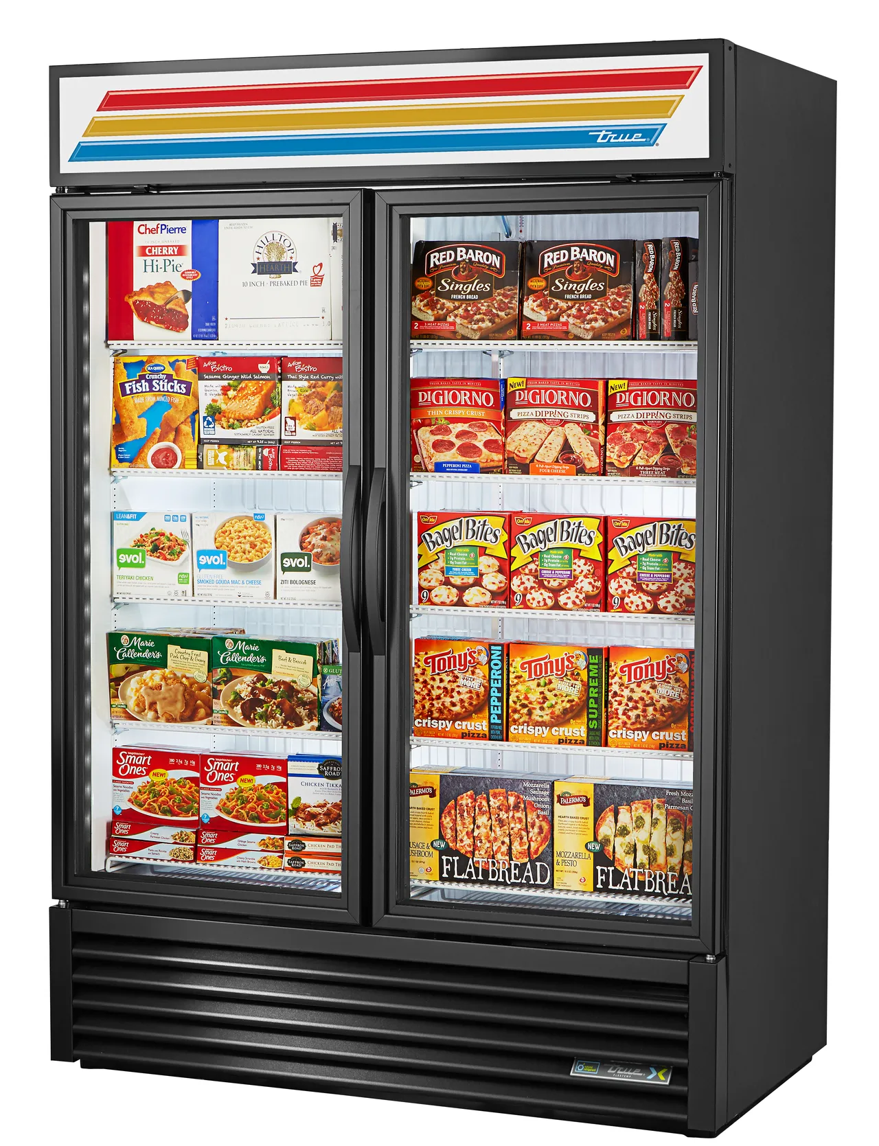 True GDM-49F-FLX-HC~TSL01 54" 2 Glass Door Refrigerator/Freezer Convertible Merchandiser