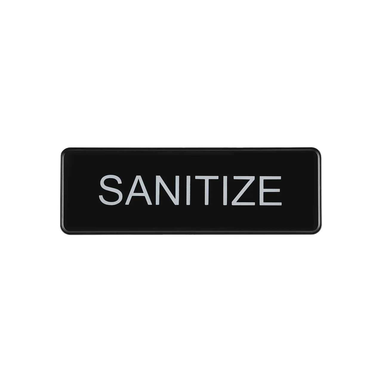 CAC China SCE3-SZ09 Compliance Sign, 9" x 3", English, Sanitize, Heavy-Duty Plastic, Black