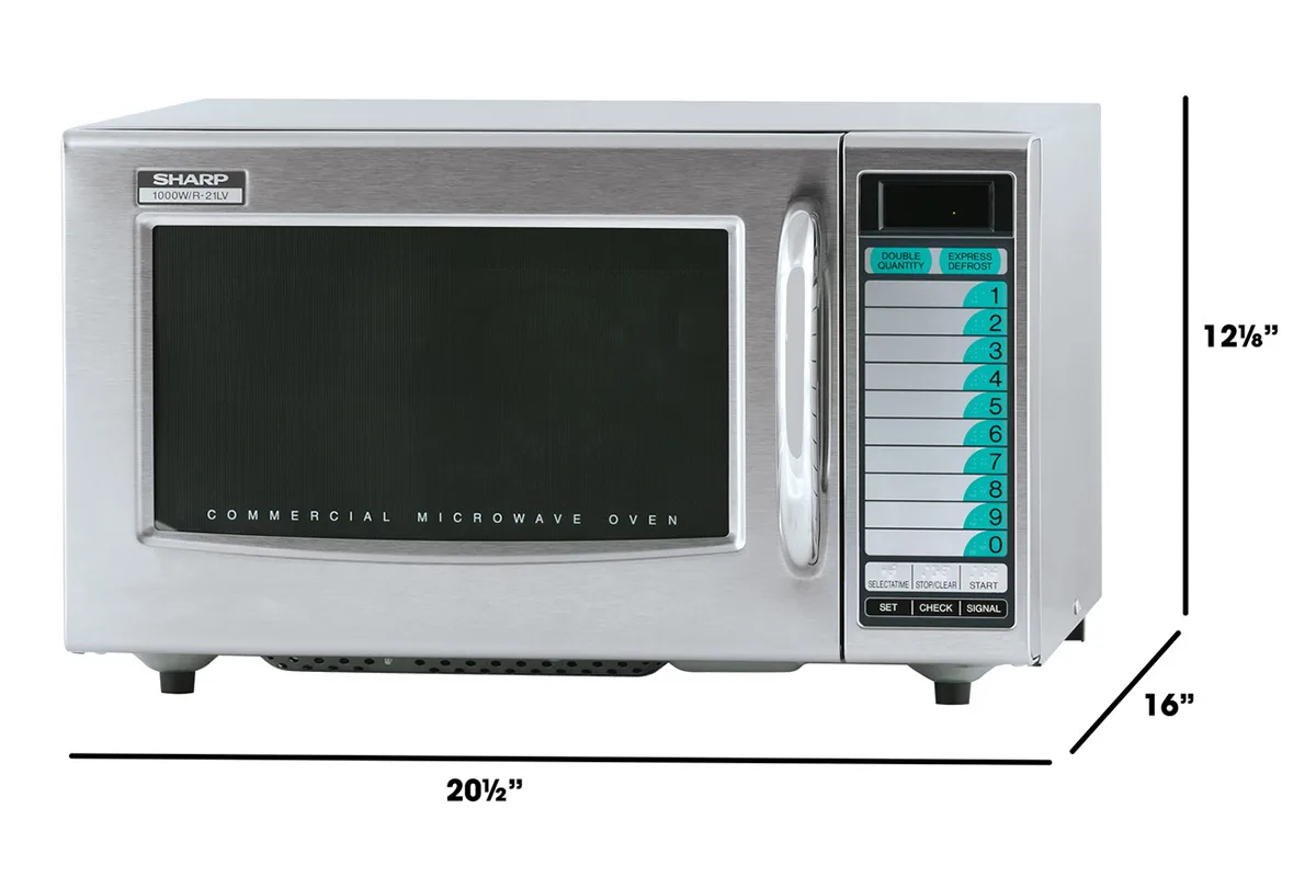 Sharp R-21LVF 1000W Medium Duty Commercial Microwave Oven, Touch Control, 20 Memory, 120V