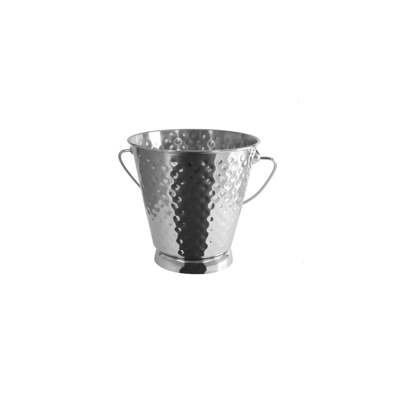 CAC China SMPL-5H Mini Hammered Stainless Steel Serving Pail, 5" Dia x 5" H, Compact Tabletop Bowl