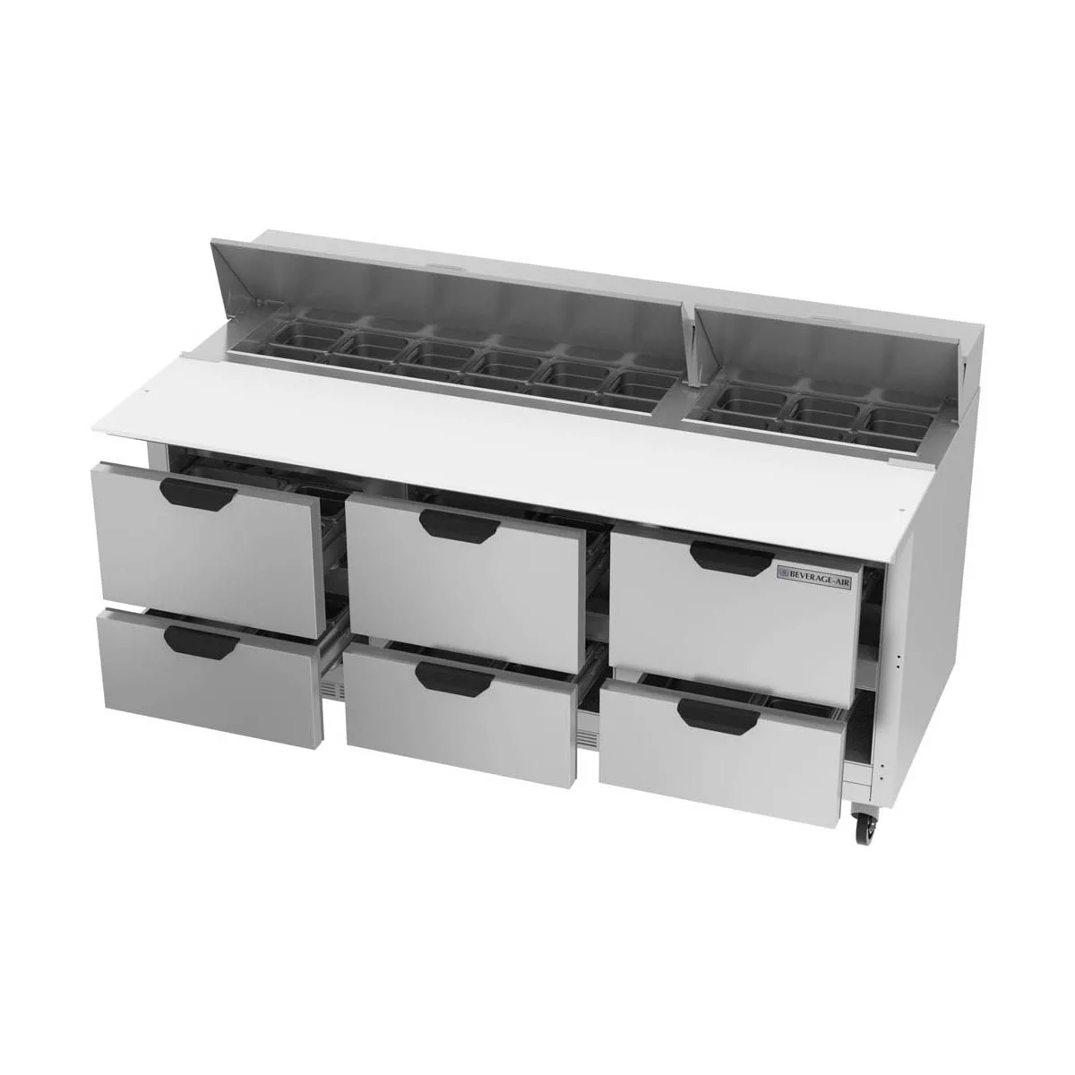 Beverage Air SPED72HC-18C-6 72" Three Section Sandwich/Salad Prep Table w/ 6 Drawers, 18 Pans