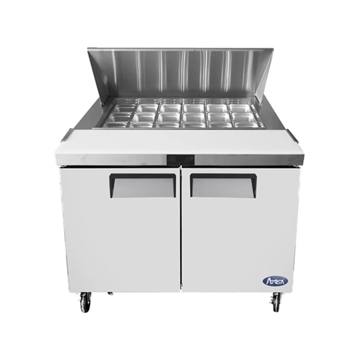 Atosa USA MSF8306GR 48" Two Section Mega Top Sandwich/Salad Prep Table w/ 2 Doors, 18 Pans