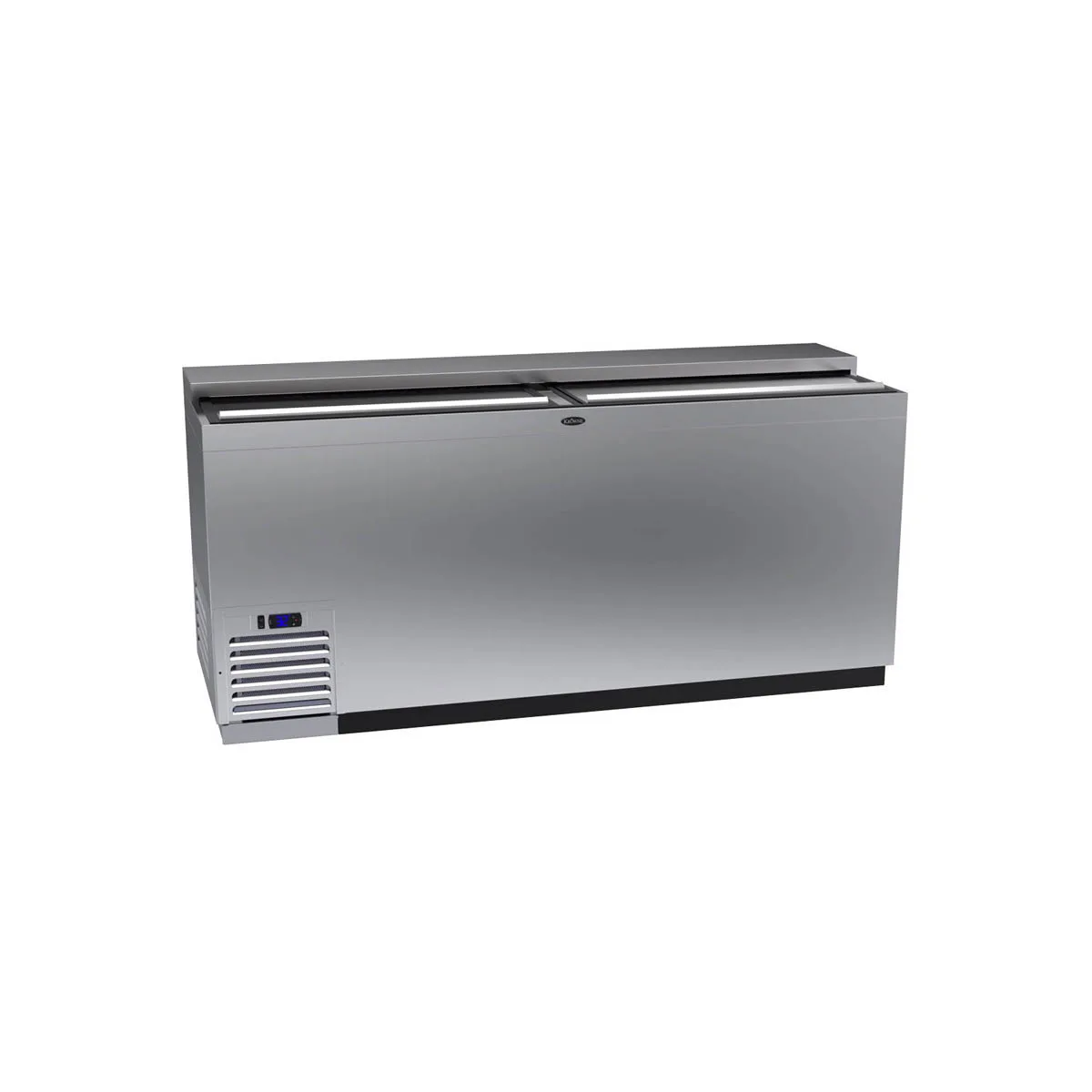 Krowne BC72-SS 72" Stainless Steel Flat Top Bottle Cooler w/ 2 Sliding Lids, 4 Divider Racks