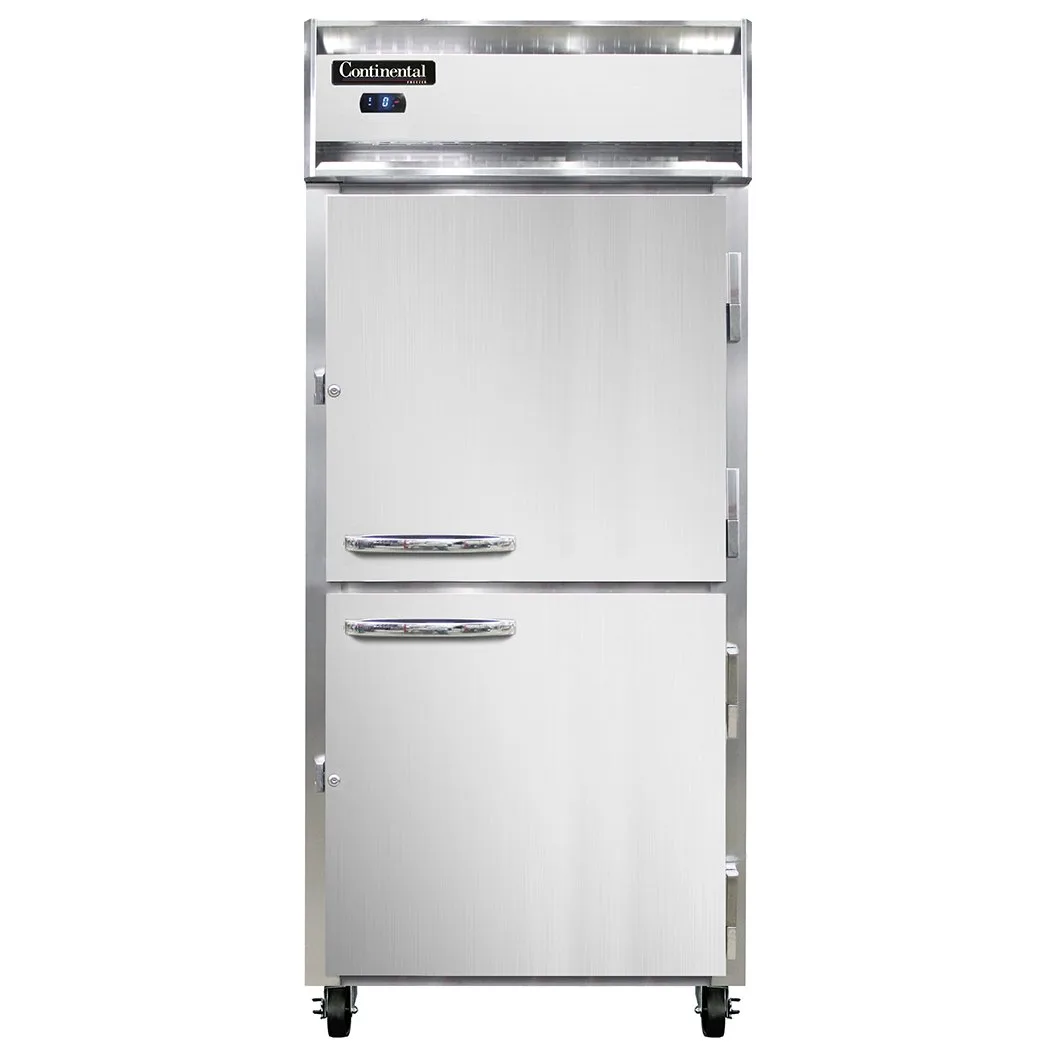 Continental Refrigerator 1FXSNSAHD 36" One Section Reach-In Freezer w/ 2 Half Solid Doors, Stainless Steel Exterior, 26 cu. ft.