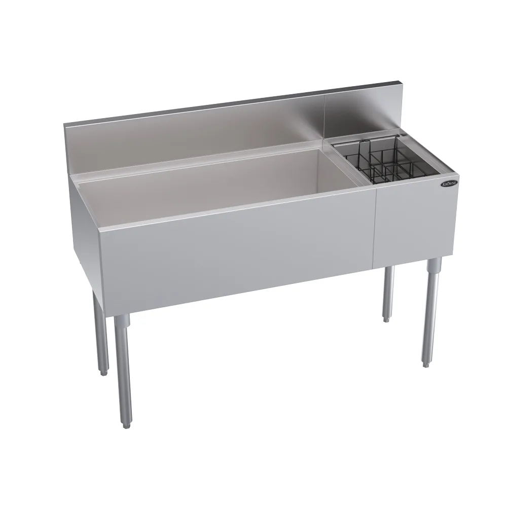Krowne KR19-M48L 48" Bottle Well Bin Underbar Ice Bin/Cocktail Station w/ 110 lb Ice Bin