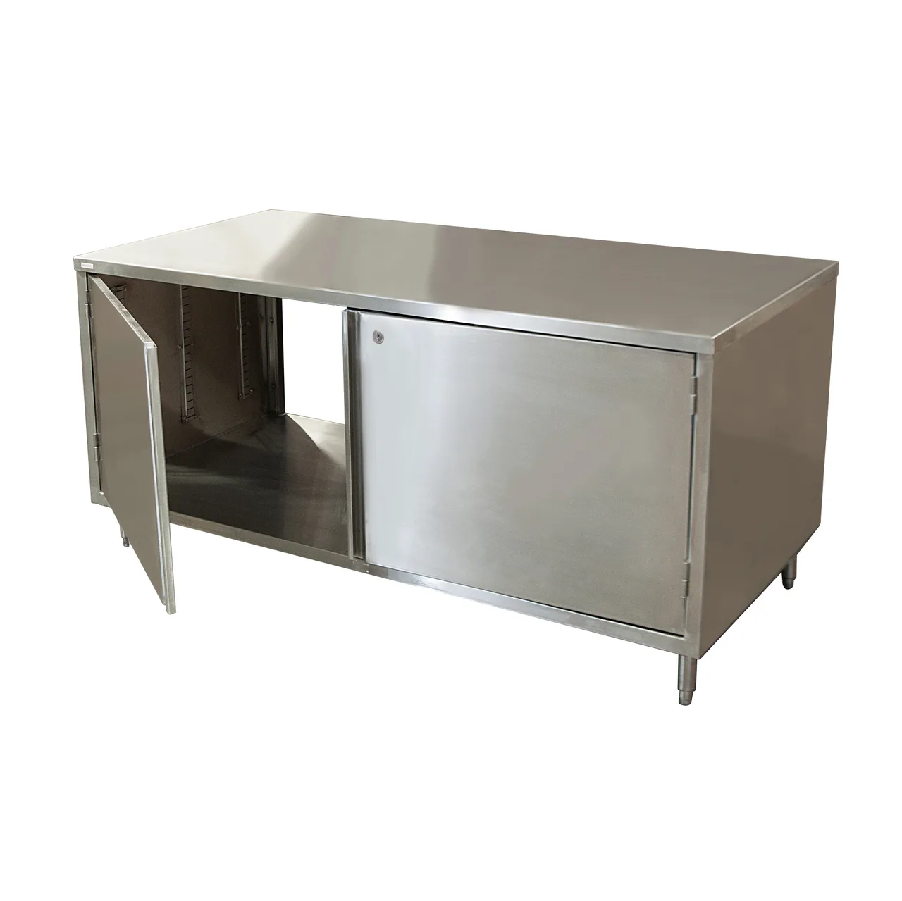 BK Resources CST-3672HL2 72" Cabinet Base Dual Access Hinged Doors Work Table with Locks