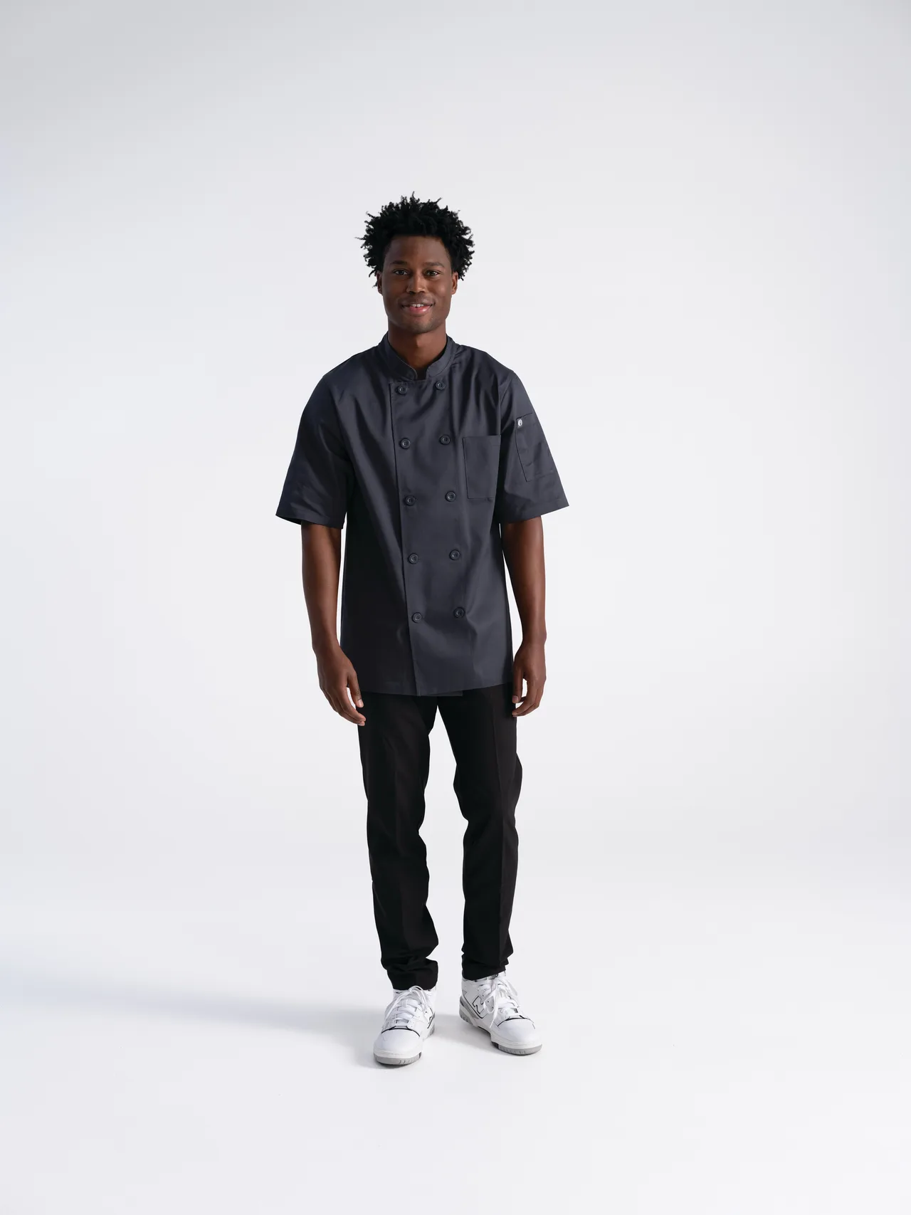 Chef Works PCSS-CHR-5XL Chef Coat, 5XL Charcoal, 65% Polyester/35% Cotton, Double‑Breasted