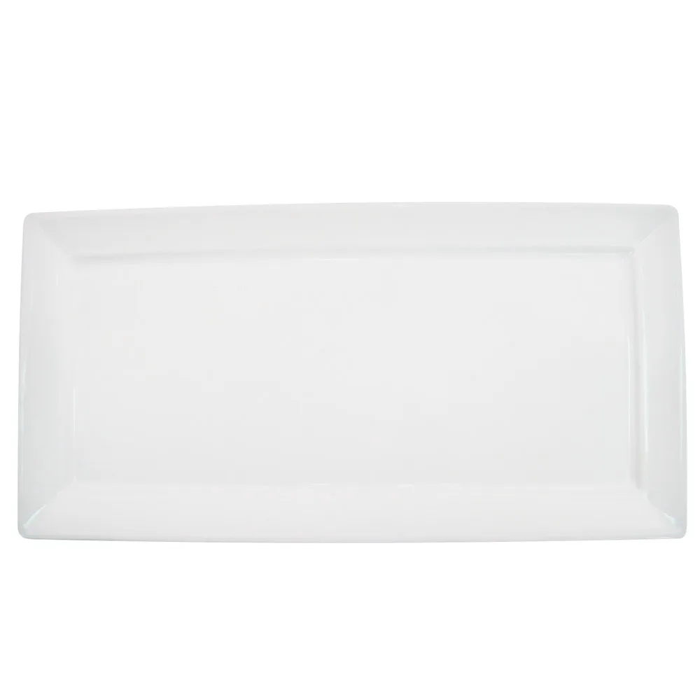 CAC China F-RP41 Platter, 14" x 6" x 3/4", White Porcelain, Dishwasher/Oven/Microwave Safe - Dozen