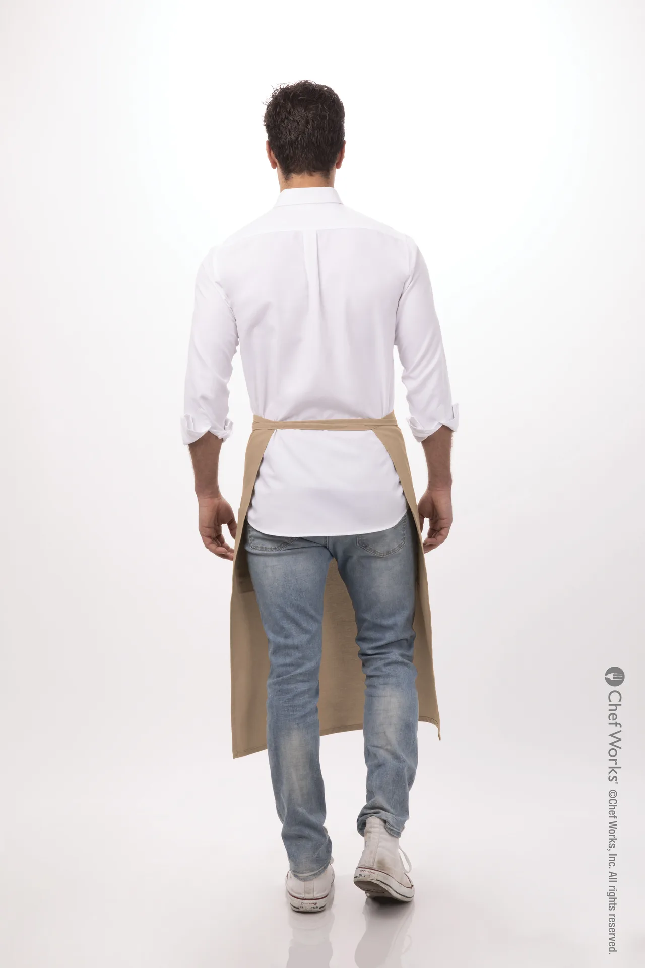 Chef Works 122A-KHA-0 Bistro Waist Apron, 32" L x 27½" W, Khaki, 65/35 Poly/Cotton, 2 Patch Pockets