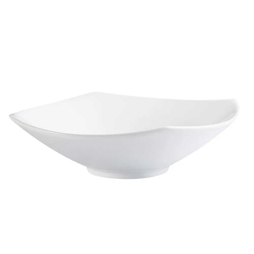 CAC China MX-W15 - 1-1/4 Qt Square Porcelain Bowl, 15"L x 15"W x 4"H, Super White, Dishwasher Safe