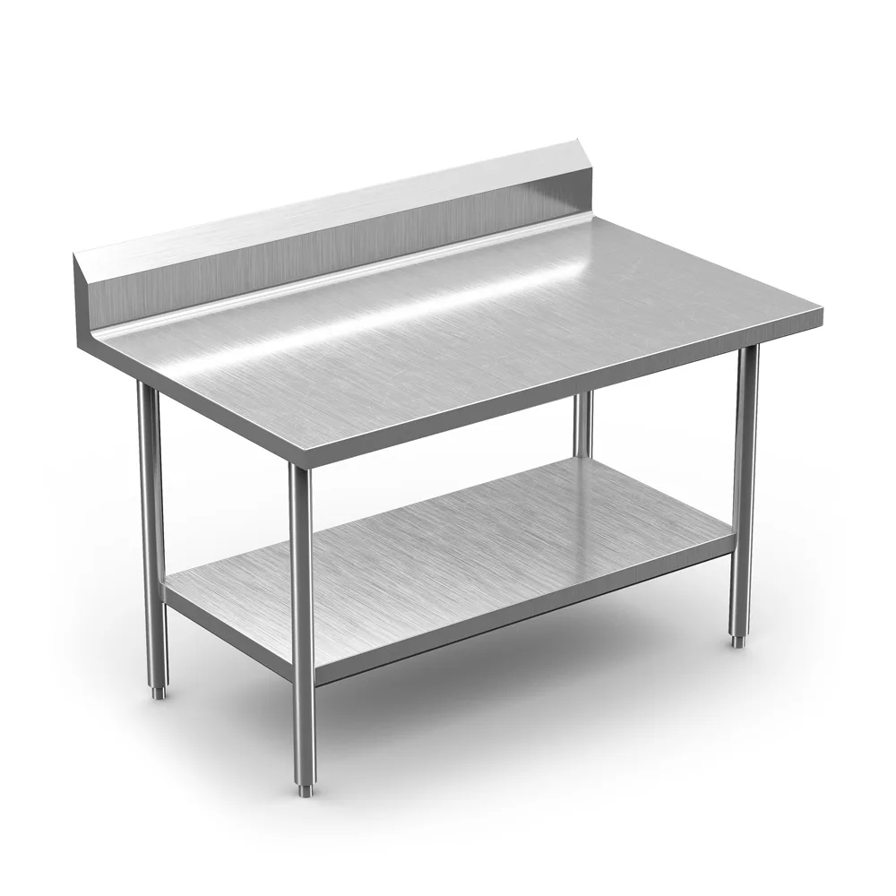 Winholt DTSBB-2448 48" Open Base Work Table with Undershelf, Without Backsplash / 18 Gauge Top