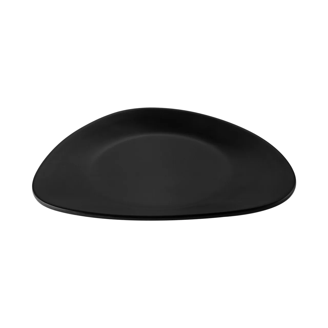 CAC China XKDA-R6T-K Triangular Matte Black China Plate, 6"W x 4-3/4"D x 5/8"H, Wide Rim - Dozen