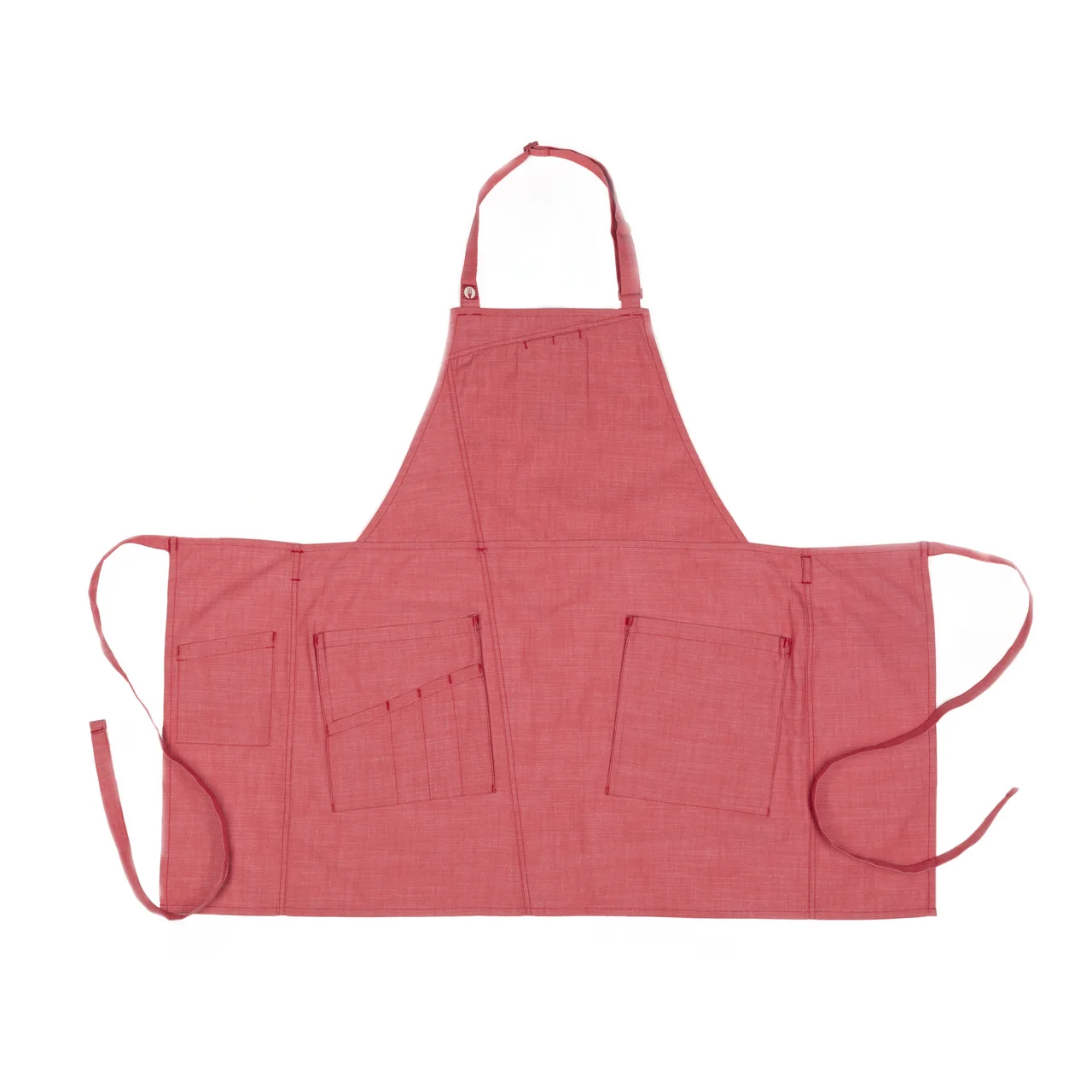 Chef Works ABN02-CRL-0 Bib Apron, 30-1/2"L x 38"W, Neck Buckle, Coral, 65/35 Poly/Cotton