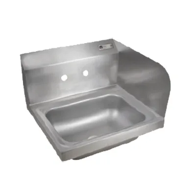 John Boos PBHS-W-1410-SSR 17" Wall Mounted Hand Sink without Faucet - Back & Right Splashes