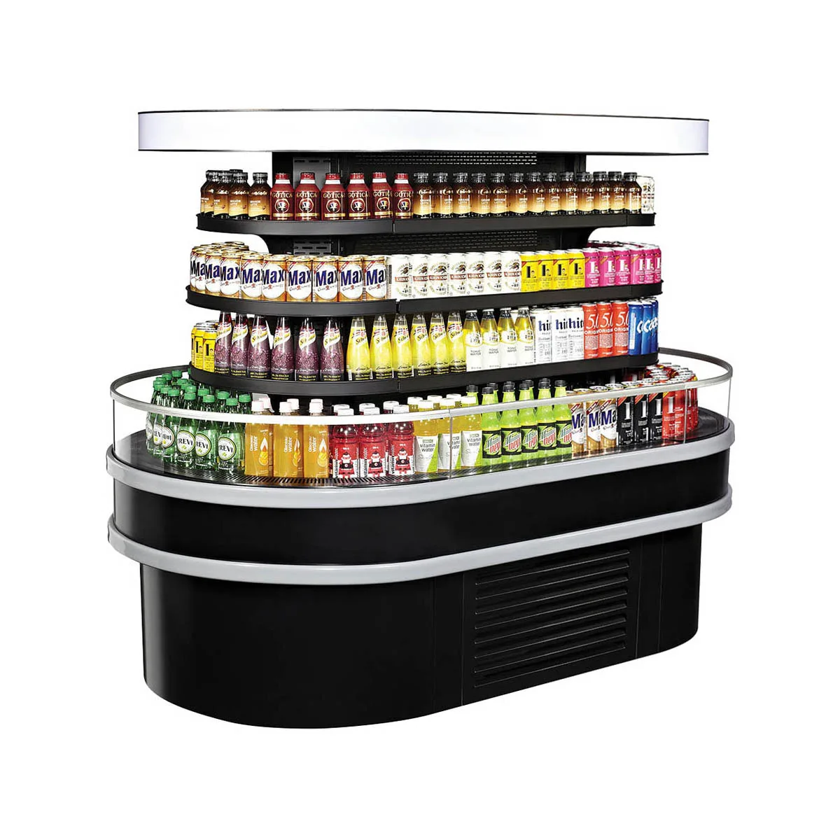 Turbo Air TIOM-36RSRB-N 48" Island Display Self-Serve Refrigerated Merchandiser in Black
