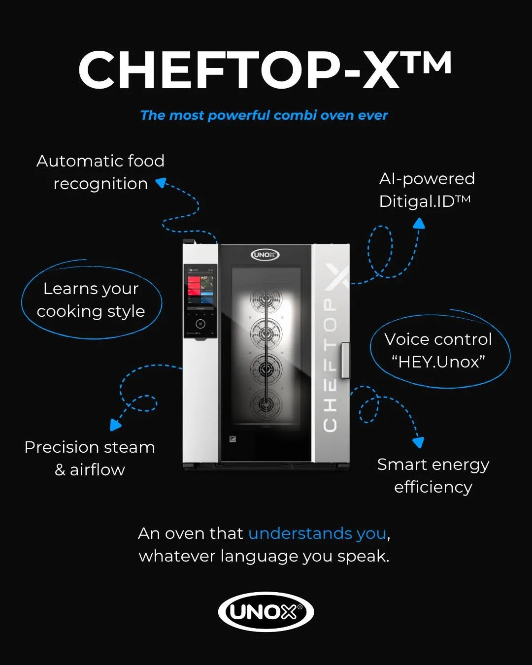 UNOX XADA-10FS-EXRS Full Size 10 Pan Electric Combi Oven w/ Touchscreen, Right-to-Left Door, 208/240V