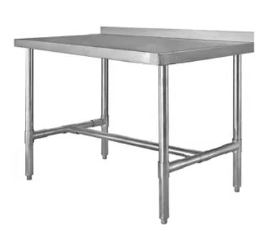 Klinger's Trading HBST1860 60" Open Base Work Table with Side & Center Crossrails, 2" Backsplash