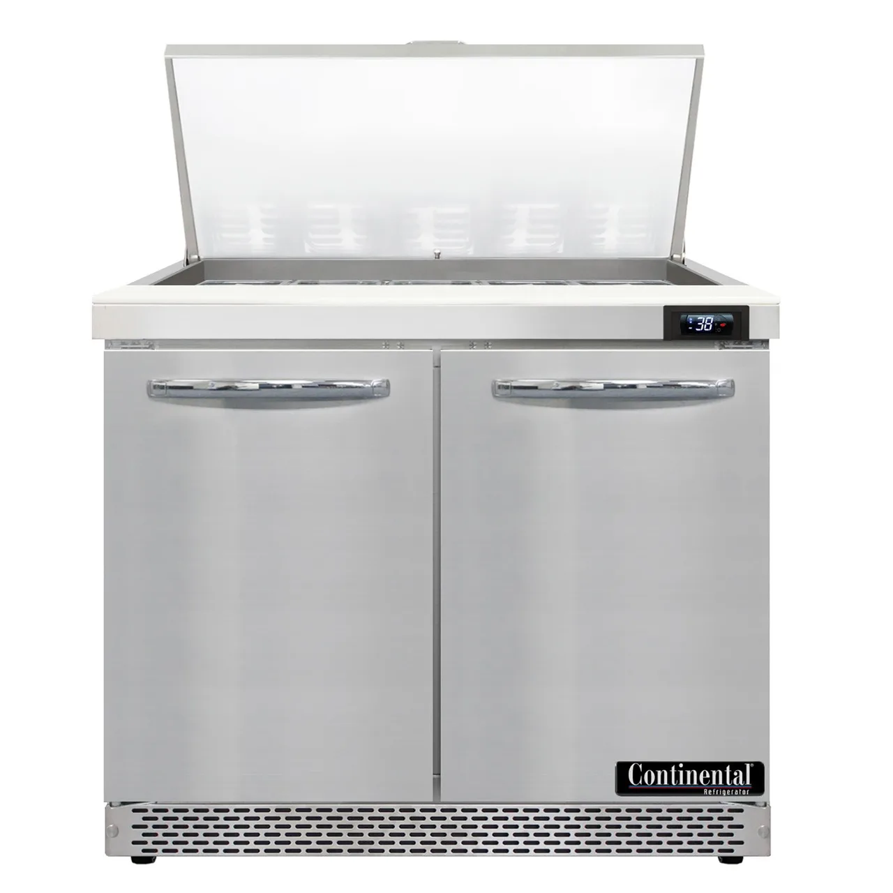 Continental Refrigerator SW36N15M-FB 36" Mega Top Sandwich Prep Table w/ 2 Doors, 15 pans