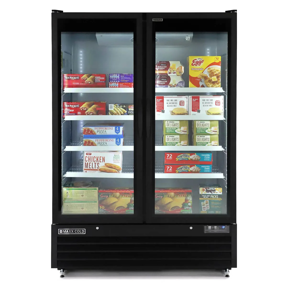 Maxx Cold MXGDM-50FBHC - 54" Glass Door Freezer, Black, 50 cu ft, 1‑1/4 HP, Lockable Doors