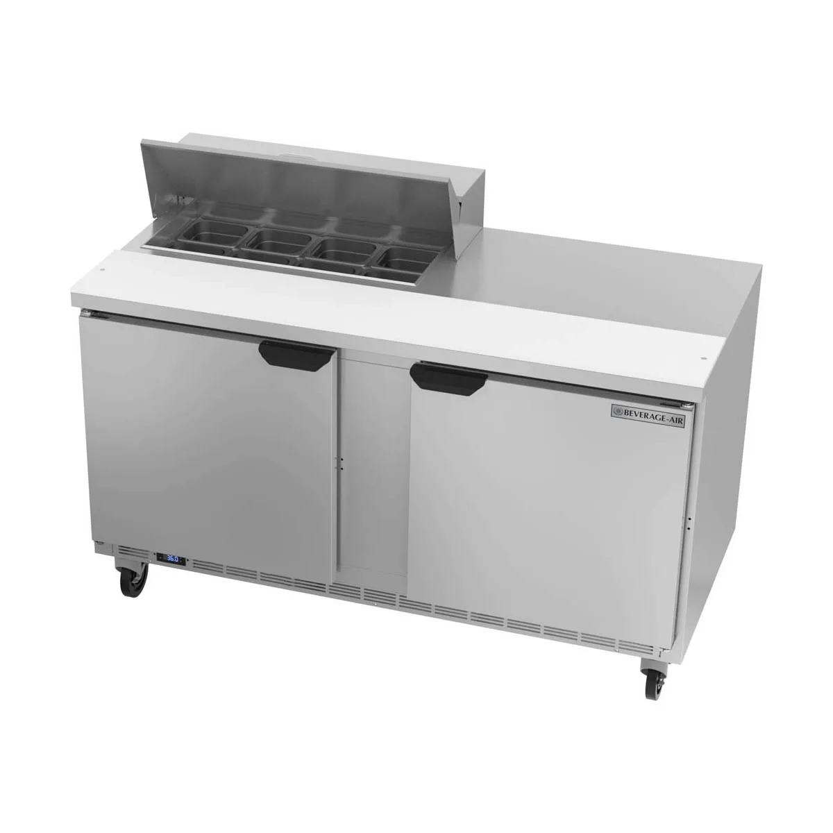 Beverage Air SPE60HC-08 60" Two Section Sandwich/Salad Prep Table w/ 2 Doors, 8 pans, 16 cu. ft.