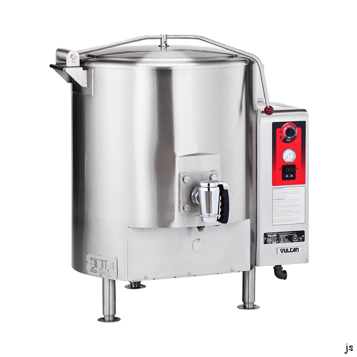 Vulcan GL80E 80 Gallon Floor Stationary Full Jacketed Gas Kettle w/ Tri-Leg Base, 135.000 BTU