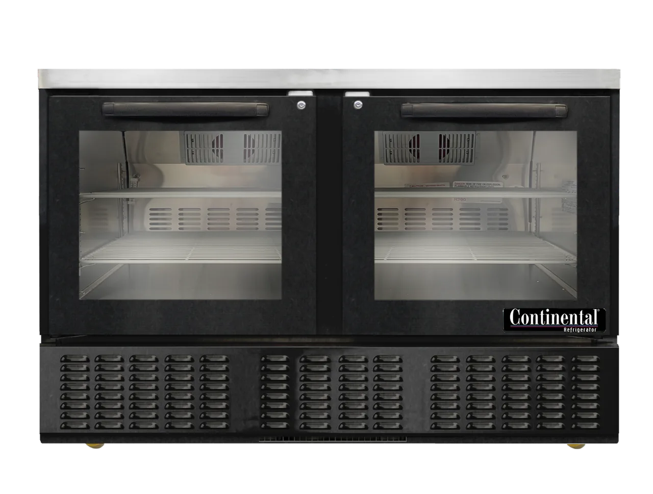 Continental Refrigerator UCF48SNGD-B 48" 2-Glass Door Undercounter Freezer, Black Finish, 8.6 cu. ft.