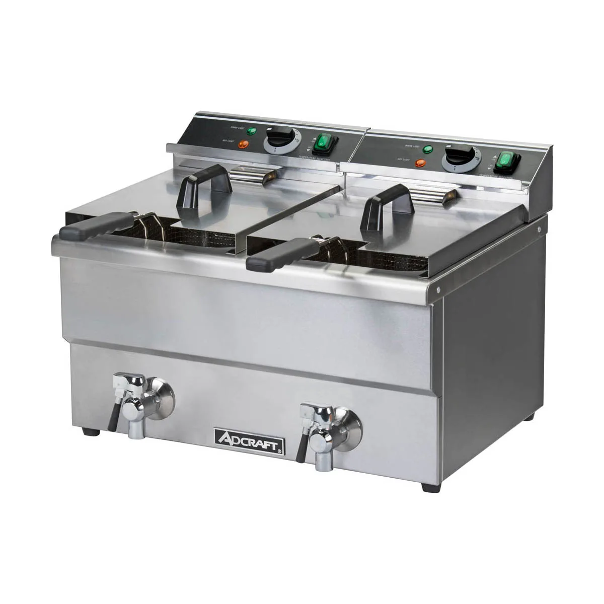 Adcraft DF-12L/2 Double-Tank Countertop Electric Deep Fryer w/ 2 Fryer Baskets, 25 lbs/hour Per Tank