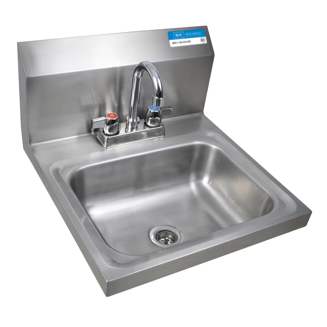 BK Resources CP-4D-1410-PG 14" Wall Mounted Hand Sink with Deck Mount Faucet /Premier Case Pack
