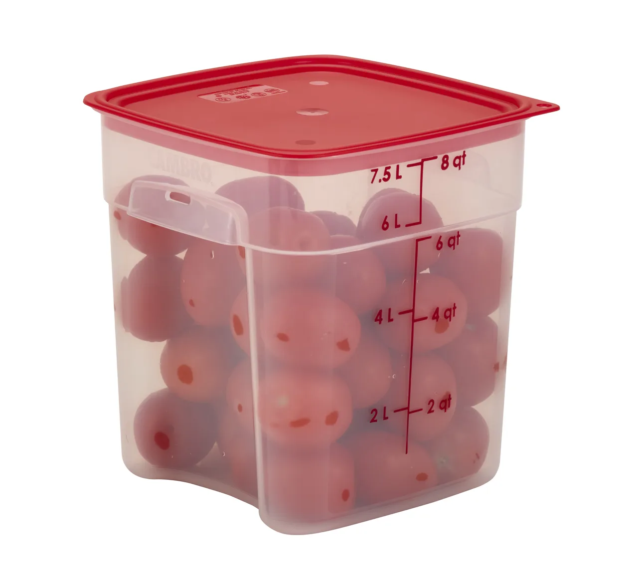 Cambro 12SFSPROPP190 CamSquare 12‑qt Container, 11.4" L x 11.4" W x 8.5" H, Clear PP, Blue Handles
