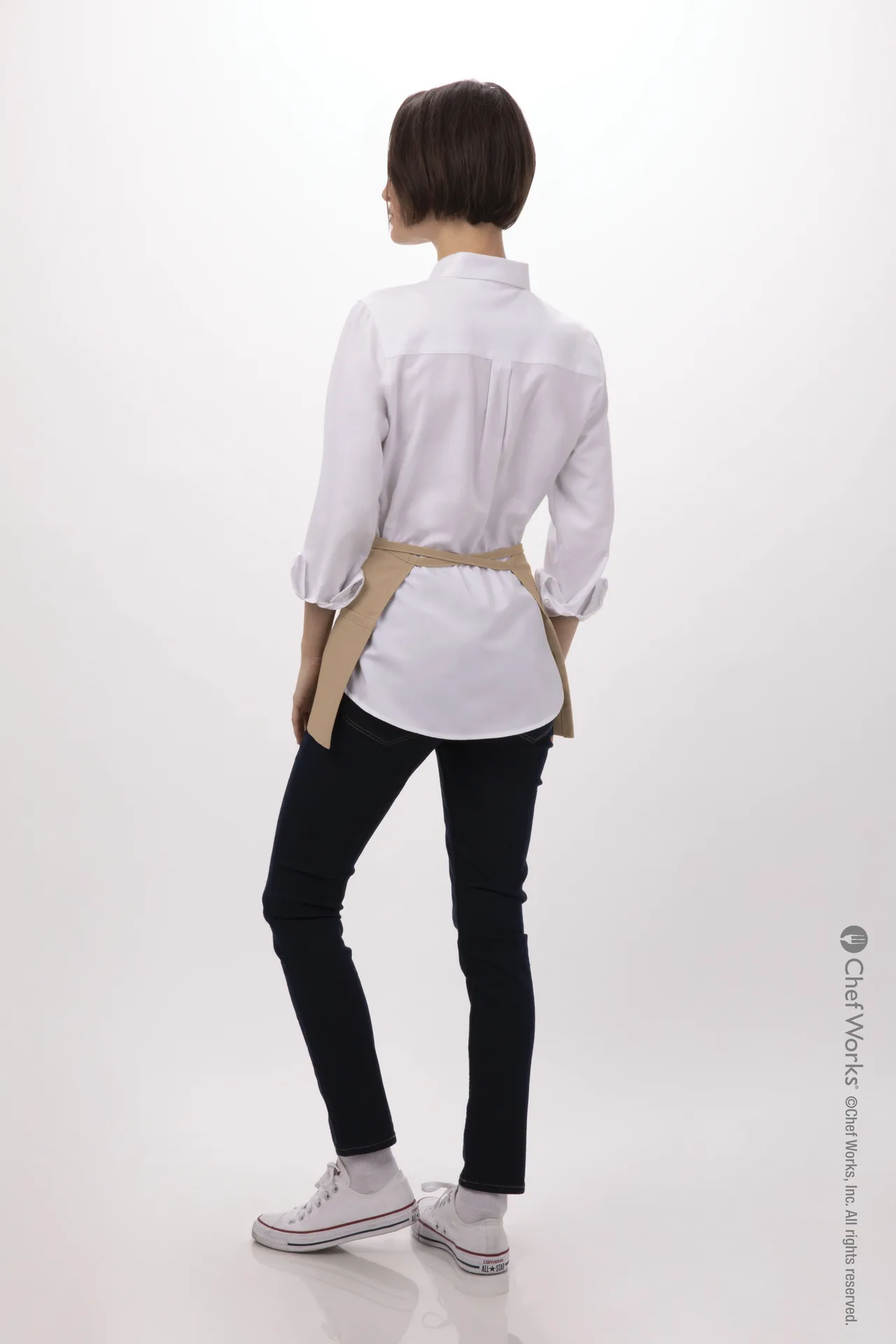 Chef Works F9-KHA-0 Waist Apron, 12"L x 23"W, 3 Pockets, Khaki, 65/35 Poly/Cotton