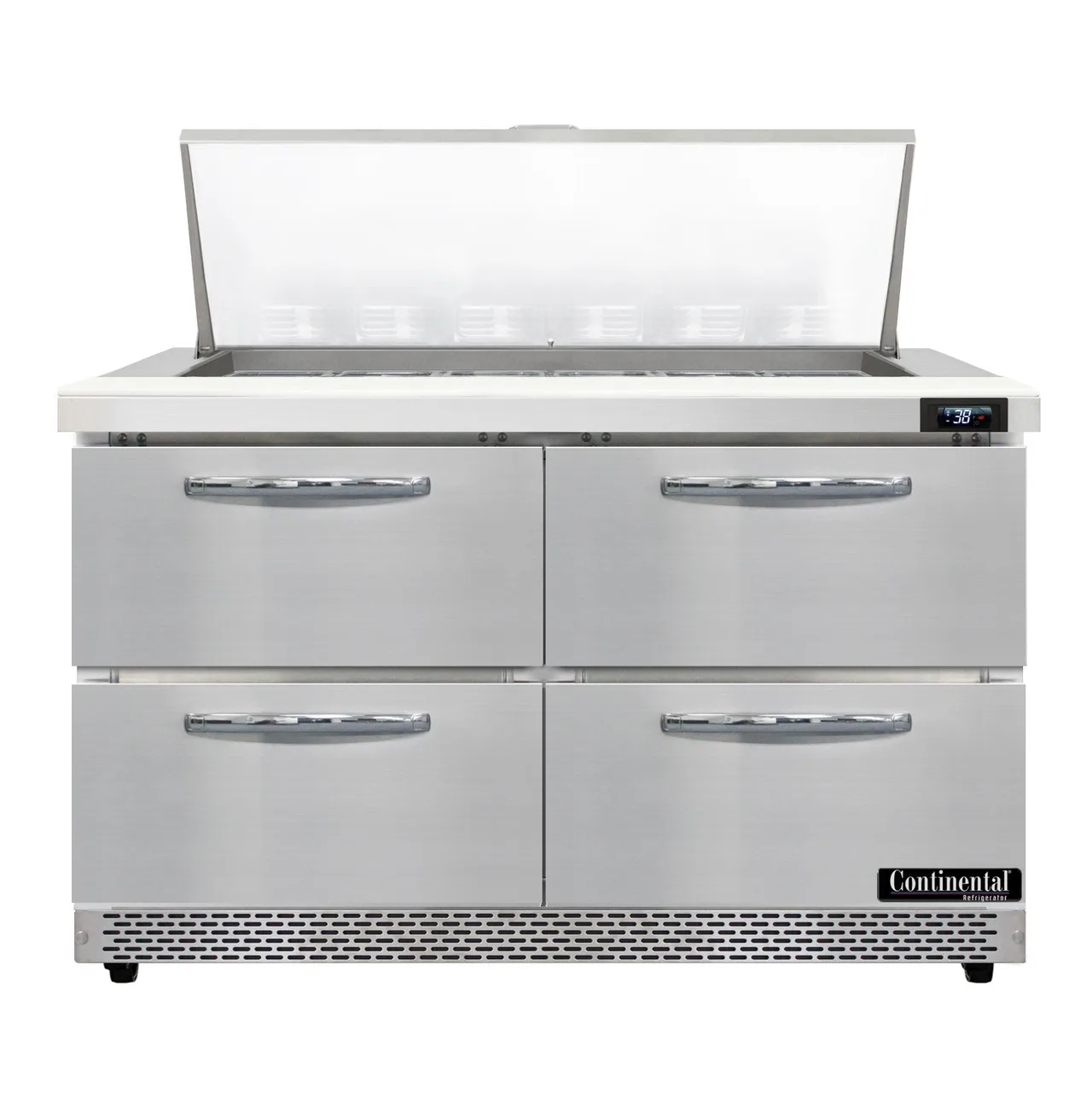 Continental Refrigerator SW48N18M-FB-D 48" Mega Top Sandwich Prep Table w/ 4 Drawers, 18 pans