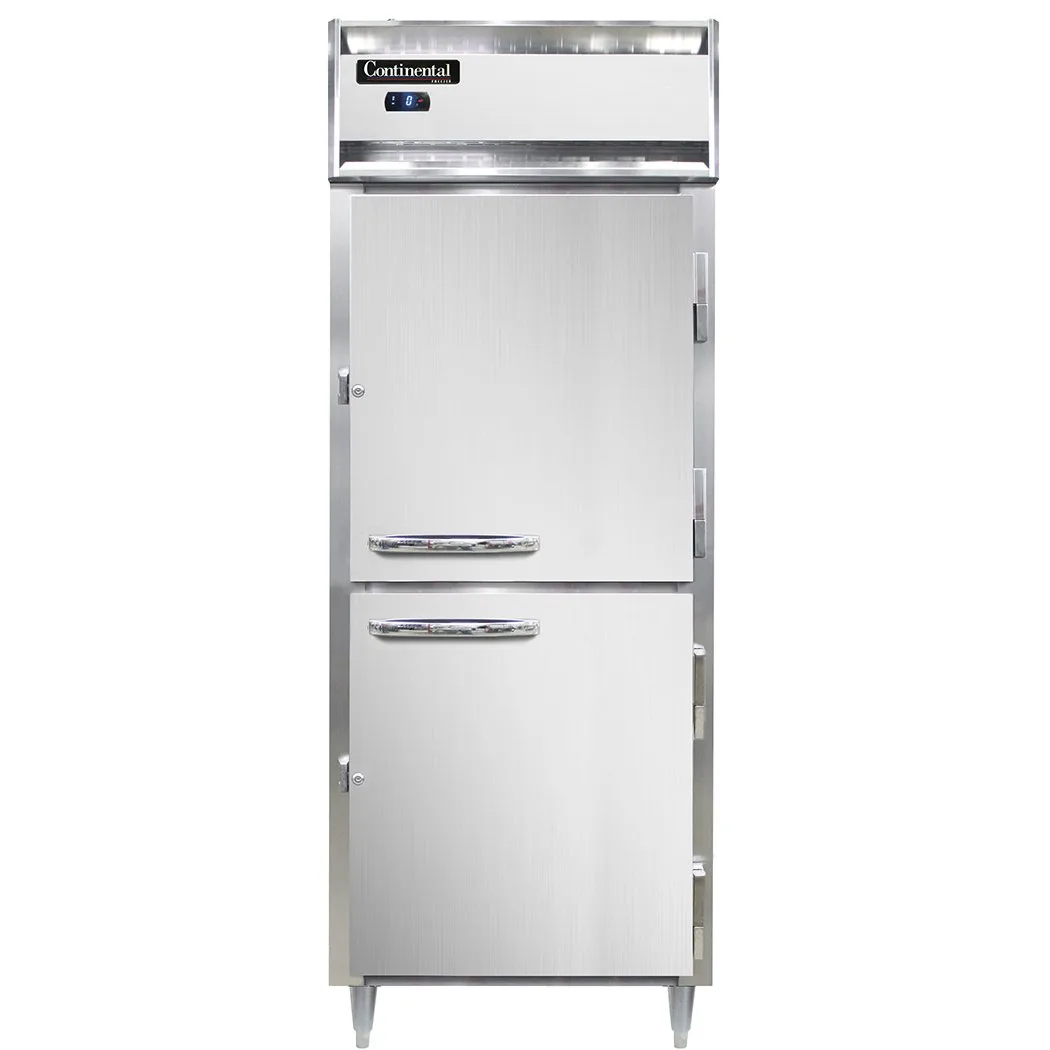 Continental Refrigerator D1FESNHD 28" 2-Half Solid Door Reach-In Freezer, Top Mounted, 18 cu. ft., Stainless Steel Front