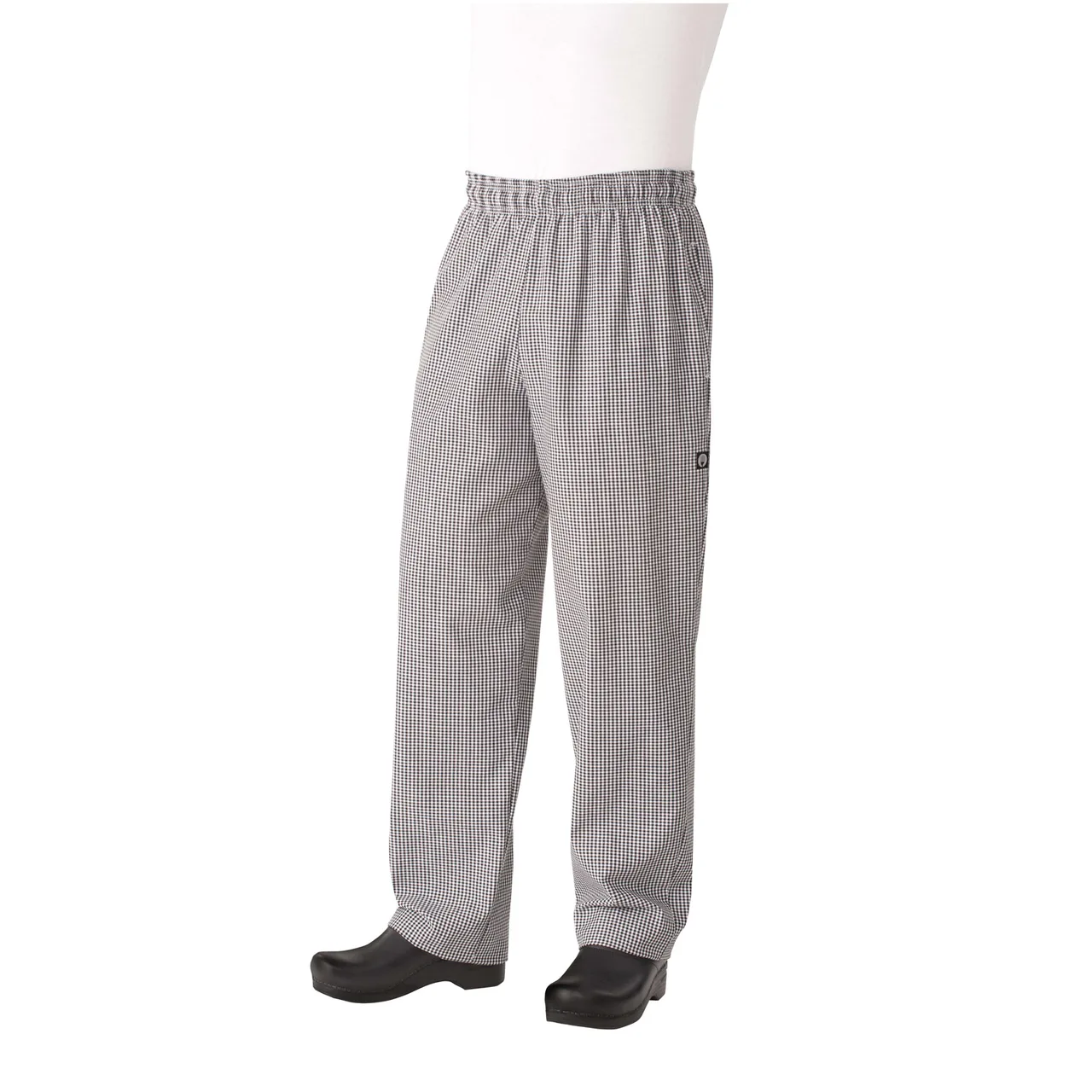 Chef Works NBCP-000-XXS Pants, XXS, Black/White Checkered, Waistband Drawstring, 2 Side & Back Pocket